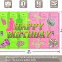 96x60inch Fabric Green and Pink Happy Birthday Backdrop Cheerleading American High School Lockers Photography Background Halloween Party Decorations Photo Props