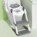 Frog Potty Training Seat, Upgrade Toddler Toilet Seat for Kids Boys Girls, 2 in 1 Potty Training Toilet for Kids, Splash Guard Anti-Slip Pad Step Stool (Gray)