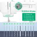 Sewing Machine for Beginners with Extension Table, 12 Stitches Portable Sewing Machine, Dual Speed (High/Low) with Foot Pedal & 6 Feet
