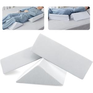 Fanwer Positioning Wedge Pillow for Side Sleeping (3 in 1), 40 Degree Triangle Bed Wedges & Body Positioners for Back Pain, Preventing Bedsores, After Surgery, Knees Elevated, Pregnancy,Off-white Gray