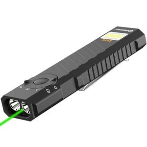 DEFENTAC 1300 Lumens Aluminum EDC Flashlight with Green Beam, Purple LED, Utility and Caution Light, Rechargeable Portable Pocket Light with Strobe, Five Lights in One for Emergency