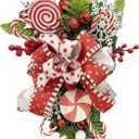 Christmas Swag Wreath Xmas Teardrop Wreath Green Leaves Wreath Wall Hanging Door Garland Front Door Wreath for Xmas Front Door Window Holiday Decor