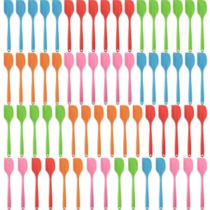 Irenare 65 Pcs Mini Silicone Spatulas Bulk 8.3 Inch Heat Resistant Scrapers Rubber Spatulas Seamless Design Non Stick Flexible for Kitchen Use Cooking Baking Mixing (Lovely)