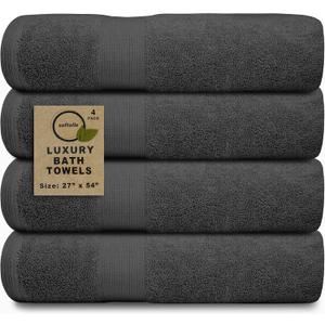 Softolle Luxury Bath Towels Set of 4 (27” x 54”) | Towels for Bathroom | Super Soft | Highly Absorbent Towels for Home, Spa, Gym (Silver Grey)