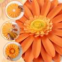 SUNBEAUTY Daisy Giant Paper Flowers Wall Decor 3D Large Flowers Bulletin Board Decoration Orange Yellow Artificial Flowers for Classroom Office Decor Spring Wedding Baby Shower Garden Party