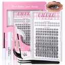 Natural Lash Clusters Kit 8-18mm with 5mm Bottom Lashes Natural Eye Lashes Wispy Lash Clusters False Eyelash Clusters DIY Lash Extension Kit with Bond & Seal Glue Remover Tweezers(U18 Lash Kits)