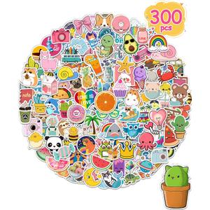 Stickers for Water Bottles, 300 Pcs/Pack Cute Vinyl Waterproof Laptop Sticker for School Students Gifts Supplies Classroom Teachers Prizes Stocking Stuffers Stickers for Kids Girls Teens