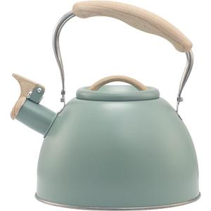3.2 Quart Whistling Tea Kettle for Stove Top Stainless Steel Tea Pots With Wood Pattern Anti-slip Handle, Green…