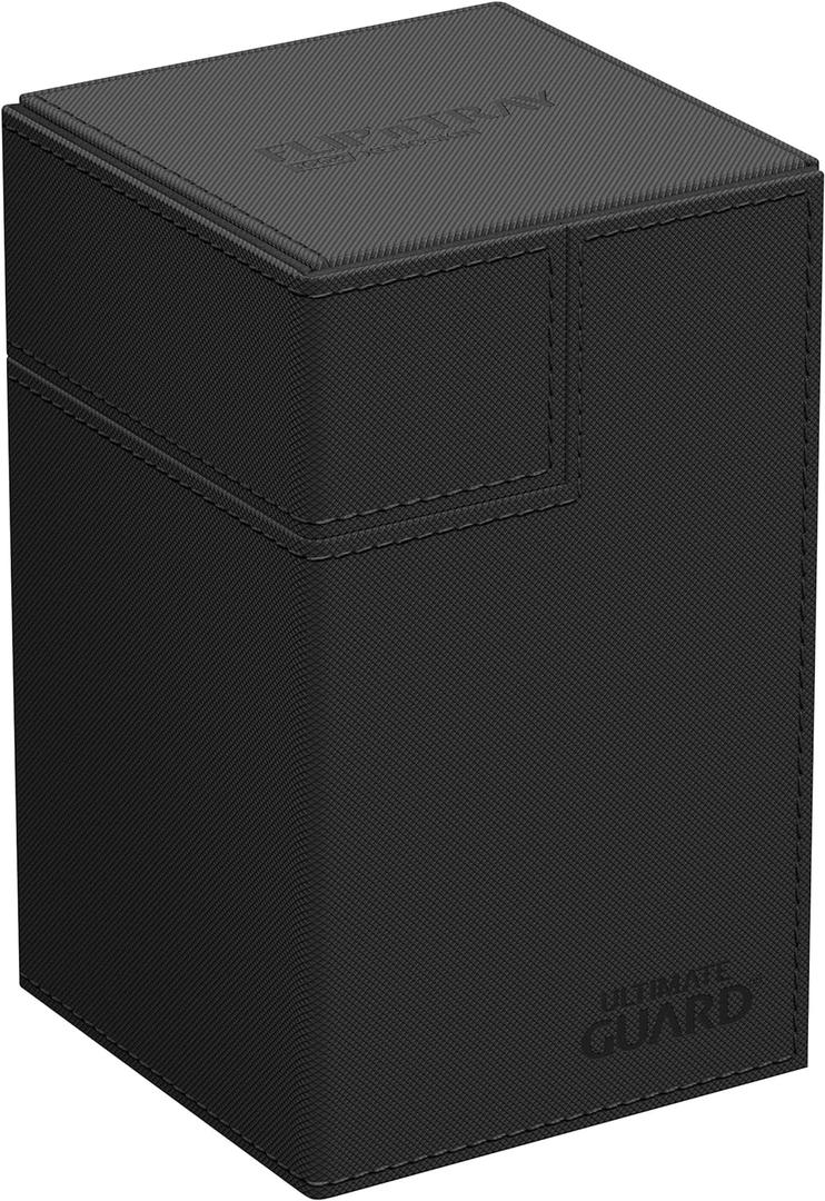 Ultimate Guard Flip'n'Tray 100+, Deck Case for 100 Double-Sleeved TCG Cards + Dice Tray, Black, Independent Magnetic Closure & Microfiber Inner Lining