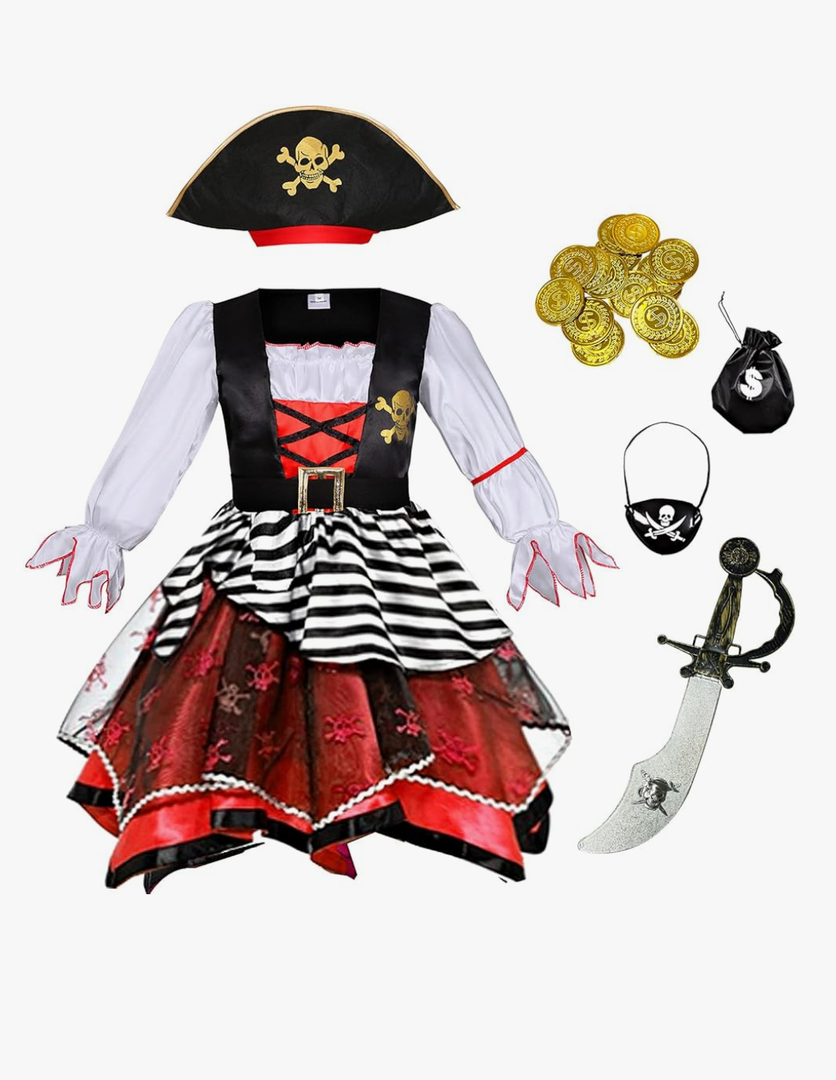 Girls Pirate Costume for Halloween Kids Dress Up M