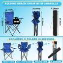 Yuntau Foldable Camping Chair with Umbrella Set Camp Chairs for Adults Folding Picnic Seat Foldable Lawn Seat for Outdoors Fishing Hiking Travel Picnic Beach Patio(Red and Blue,4 Pcs), 31.5 x 19.7 x 21.3 inches