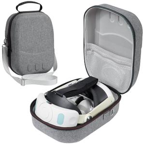 ANMIEL Hard Carrying Case for Meta Quest 3, Compatible with Meta Quest 3 VR Headset,Controller Grips,Compatible with Battery Elite Strap,Controllers and Other Accessories,Hard Shell Case-Grey