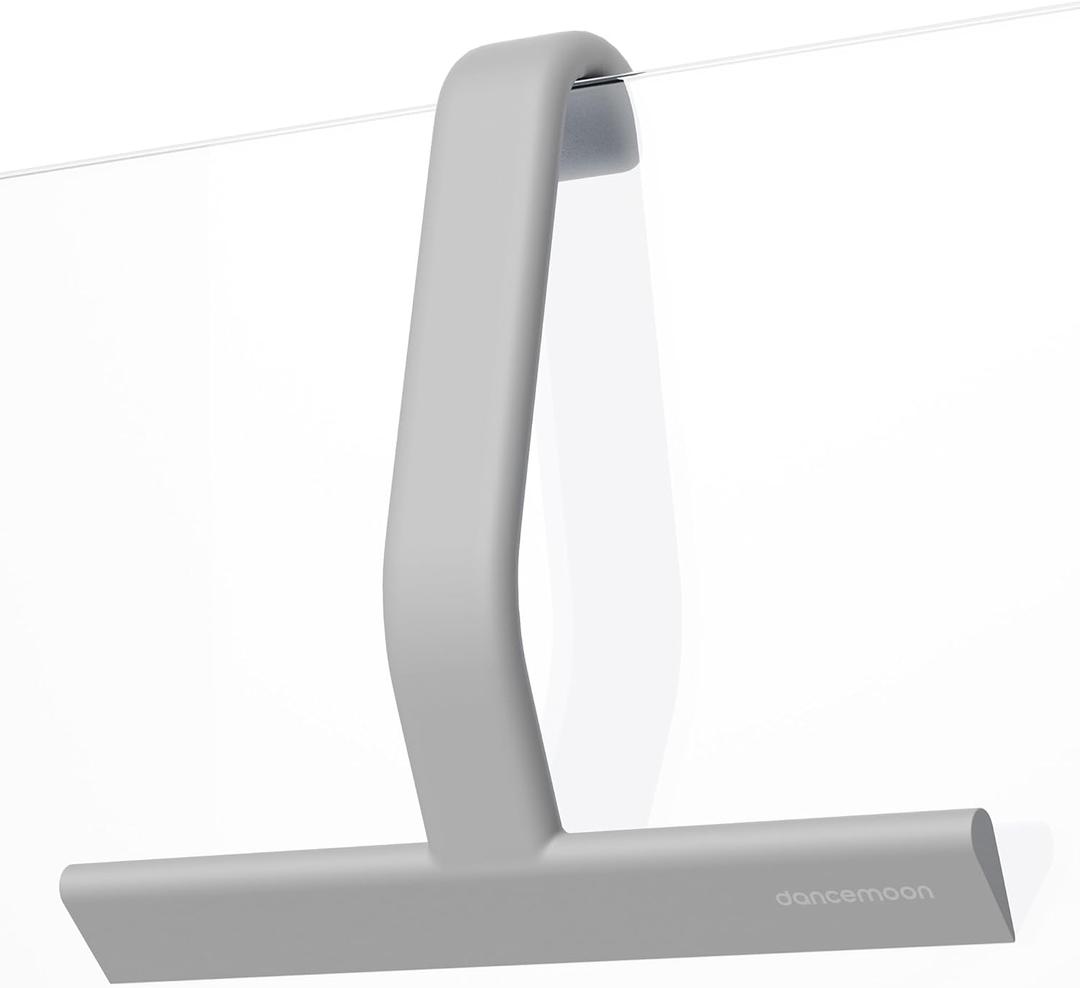 Dancemoon JustHang Shower Squeegee for Glass Doors, All-in-One Award-Winning Silicone Squeegee with Built-in Hook for Bathroom, Window, Mirror, Tile Wall, Car, Streak-Free Cleaner Tool, 10-Inch Gray