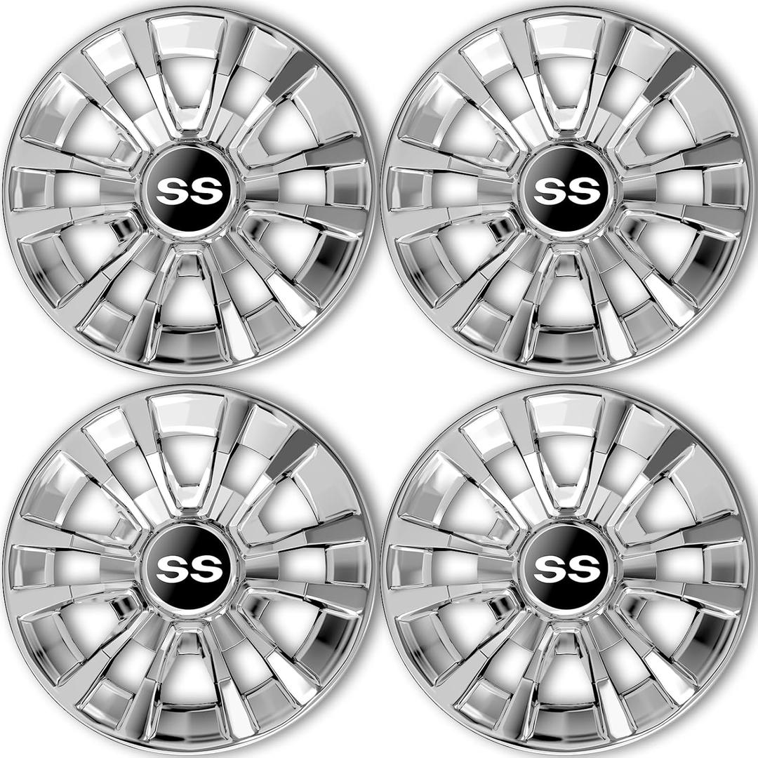 Golf Cart SS Wheel Covers Hub Caps, Golf Cart 8 Inch Snap-on Wheels for Club Car, EZGO, Yamaha, Set of 4 (silver)