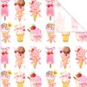 2 x FYSUIMU 6 Sheets Summer Wrapping Paper - Not Roll - Pink Bow Ice Cream Popsicle Gift Wrap Paper Folded Flat for Gathering Parties DIY Crafts, 19.7 x 27.6 Inch