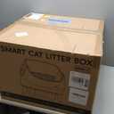 Open-Top Self Cleaning Litter Box, Automatic Cat Litter Box for Multiple Cats, APP Control, Safety Protection, Includes Trash Bags, White/Grey