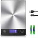 CROWNFUL Food Scale, 33lb Rechargeable 304 Stainless Steel Digital Kitchen Scale Weight Grams and Ounces with LCD Display and Type-C Charging for Meal Prep, Baking and Cooking