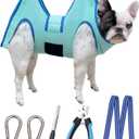Kkiimatt Dog Grooming Hammock, Medium Dog Hanging Harness Holder for Nail Clipping, Nail Trimming Cutting Hammock, Grooming Sling Restraint Bag with Wide Strap Sewed (Medium 35 LB Max/Turquoise)
