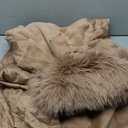 Bellivera Women Faux Leather Trench Coat Fleece-Lined Mid-length Jacket with Detachable Fur Collar (Light Brown), XL