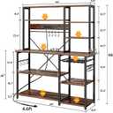 SUPERJARE Larger Bakers Rack with Power Outlets, 6-Tier Microwave Stand, Coffee Bar with 12 S-Shaped Hooks, Kitchen Shelf with Wire Basket, 47.2 x 15.5X 66.9 Inches, Rustic Brown