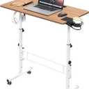 Hadulcet Portable Standing Desk, Rolling Desk Adjustable Height, Mobile Laptop Desk, Small Stand Up Table with Wheels, Walking Table for Treadmill Walking Pad, Tall Computer Stand, Oak