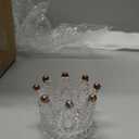24 Pcs Birthday Clear Crown Votive Candle Holders Glass Crown Tealight Candle Holders Bulk Candlestick Votives for Tables Centerpieces Wedding Party Decoration(Gold Bead Style)