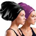 Extra Large Swim Cap for Braids and Dreadlocks Women Men, Waterproof Silicone Pool Swimming Cap for Adult with Long Thick Curly Weaves Afro Hair Extensions Keep Hair Dry