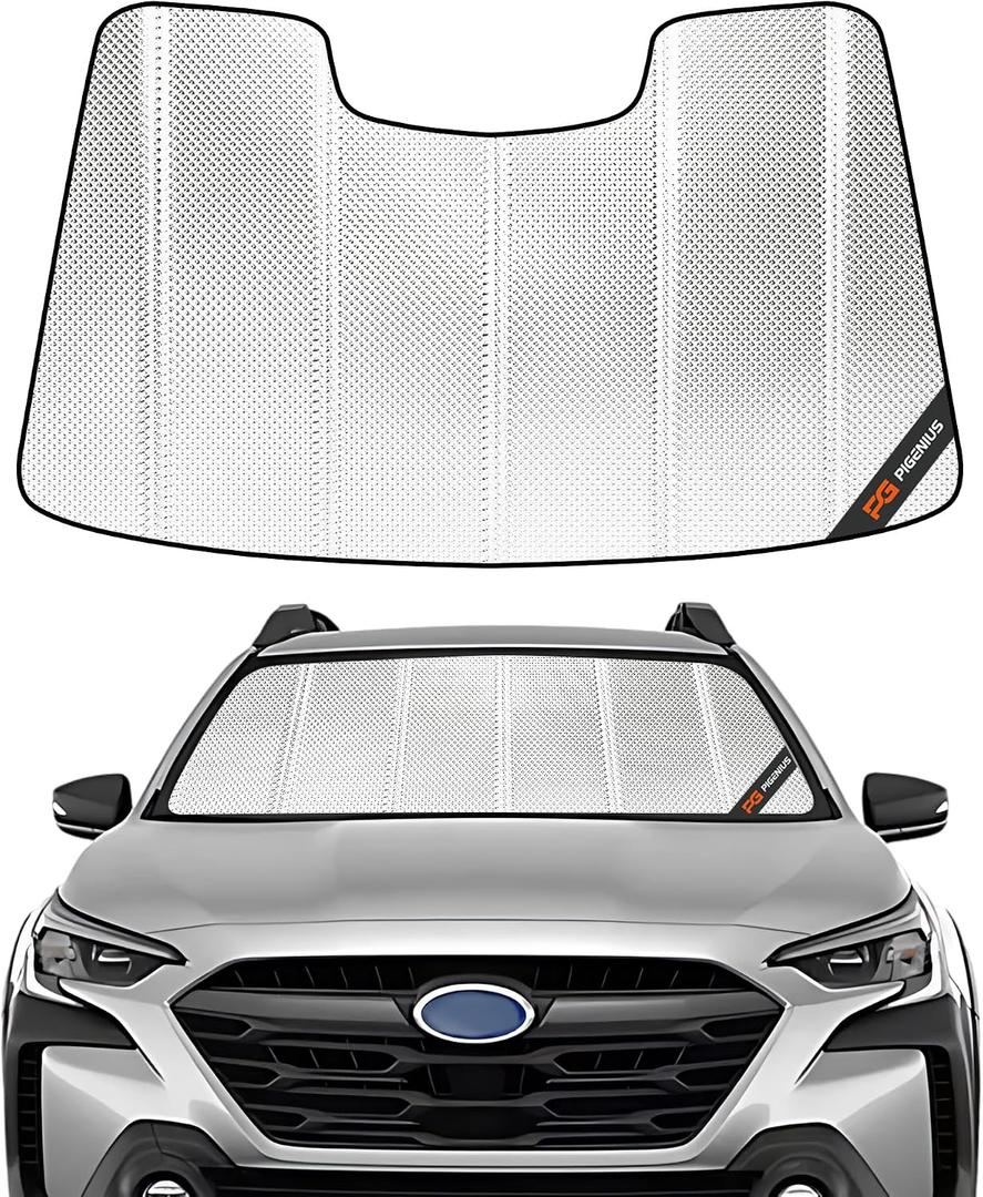 Pigenius Windshield Sun Shade for Subaru Outback 2023-2025; Subaru Legacy 2023-2025 with Eyesight Driver Assist System. Reflective Aluminum Film Front Window Sunshade - BLAZBLOCK