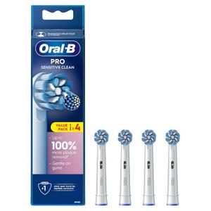 Oral-B Pro Sensitive Clean Electric Toothbrush Replacement Heads, X-Shaped & Extra Soft Bristles for Gentle Brushing & Plaque Removal, Pack of 4 Toothbrush Heads, White