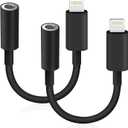 Lightning to 3.5mm Headphone Jack Adapter [Apple MFi Certified] Hi-Fi Stereo Sound, Full Function Control, Compatible with iPhone 14/13/12/11/X/8 & More for Music, Calls & Car AUX Black 2Pack