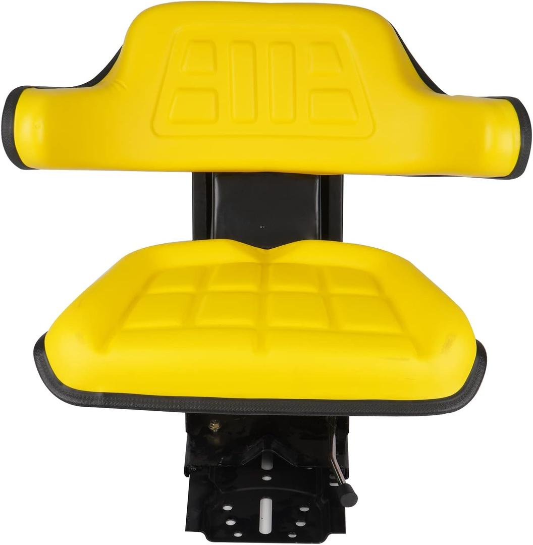 Yellow Universal Adjustable Tractor Suspension Seat with Tilt Waffle Style Fits for John Deere 1020 1530 2020 2030 2040 2155 2280 5210 Shock Absorption Alloy Steel PVC