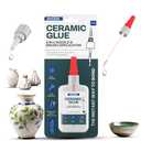 3 x GH1200 Ceramic Glue Repair with Brush Applicator & Nozzle (20 g), Waterproof, Clear, Smooth. Fast Drying, Ceramic Glue for Pottery, Dishes, Mugs & More
