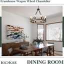 Farmhouse Wagon Wheel Chandelier 23.6" Oak Wood Chandelier Light Fixture 8-Light Rustic Chandeliers for Dining Room Living Room Entryway Foyer