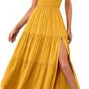 MEROKEETY Women's 2026 Summer Sleeveless Midi Dress One Shoulder Knot Smocked Split Formal Cocktail Wedding Guest Dresses, Medium