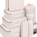BAGAIL 6 Set Packing Cubes Luggage Packing Organizers for Travel Accessories-Beige