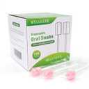 Wellgler's Disposable Oral Care Swabs, Sterile Sponge Mouth Swabs (100pcs, Pink)