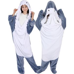 Shark Blanket Hoodie Kids Dinosaur Wearable Blanket Gifts for Girls Onesie (10Years(10-11Years) for Height 4'5''-4'9'')