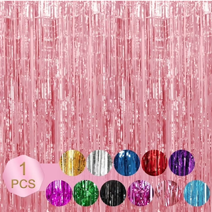 Colorfast FOIL Fringe Curtain Backdrop for Birthday, Graduation Celebration, Bachelorette, Valentines Party Celebration, Event Decoration  