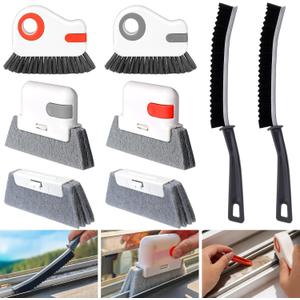 XANGNIER Window Sill Cleaner Tool,8 Pcs Magic Door Window Track Cleaning Tools Kit,Sliding Door Track Cleaner,Groove Crevice Cleaning Brush for Tile Lines/Shutter/Car Vents/Air Conditioner/Keyboard (Multicolor1)