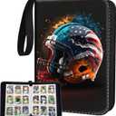 Football Card Binder,9-Pocket Book For 900 Cards,50 Removable Binders Football Binder,Football Card Holders Binder For Cards,Football Card Binder With Sleeves Football Card Book(Football Helmet)