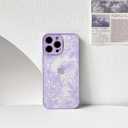 NITITOP Compatible with iPhone 13 Pro Max Case Cute Aesthetic Floral Flower Vintage Rose Pattern Matte Clear Women Girl Full Camera Lens Slim Hard PC Shockproof Pritective Cover - Purple