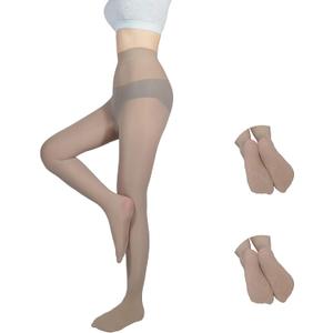 2-Pack Slightly Transparent Tights for girls, High Elasticity Sheen Glossy Anti-Slip for Work Dance Casual (M)