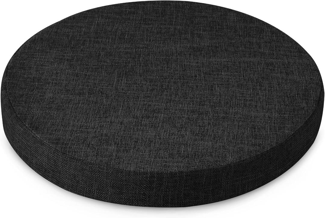AddGrace Round Chair Cushions for Dining Chairs Soft Round Kitchen Seat Cushions with Removable Cover Non Slip Thick Seat Pads for Dining Kitchen Room, Pack of 1 (16 Inch Black)