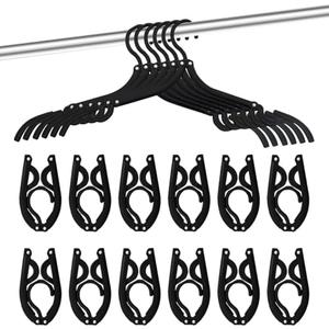 24 PCS Travel Hangers Cruise Ship Essentials Portable Folding Clothes Hangers Travel Accessories Foldable Clothes Drying Rack (Black)