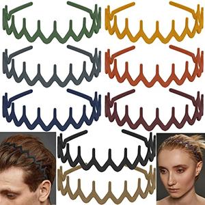 LAPOHI 8 PCS Non Slip Fashion Effortless Plastic Headbands with Teeth Comb Skinny Hair Accessories Bands for Women Men Teen Girls, Comb Teeth Morandi