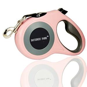 Retractable Dog Leash Strong Nylon Tape 16Ft Reflective Stitch for Night Walking One-Handed Brake Anti-Slip Handle XL Pink