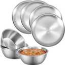 304 Stainless Steel Plates and Bowls Sets - 9 Inch Metal Camping Plates Reusable 20oz Steel Snack Bowls Feeding Serving Dinner Dishes for Adult Girls Boys