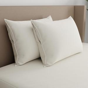 AllerEase Organically Grown Soft Cotton Allergy Defense Zippered Pillow Protector- King - 2 Pack