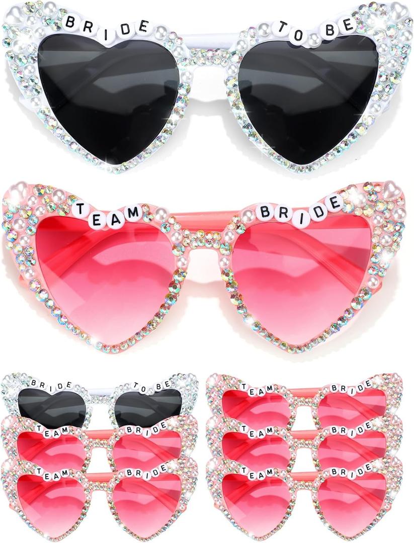 6 Pcs Bride Sunglasses Bachelorette Sunglasses Party Favors for Bridesmaids for Wedding Party Bride to Be Gifts (Pink)
