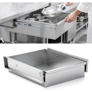Zonon 20" x 15" x 5" Stainless Steel Table Drawer Heavy Duty Metal Undermount Storage Drawer for Prep Work Tables, Slide-out Commercial Residential Kitchen Storage Accessory